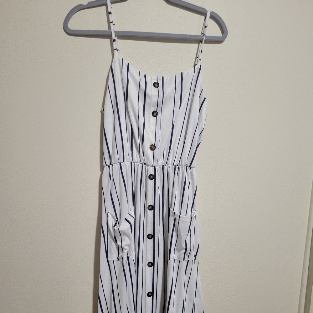 Blue and white stripe dress